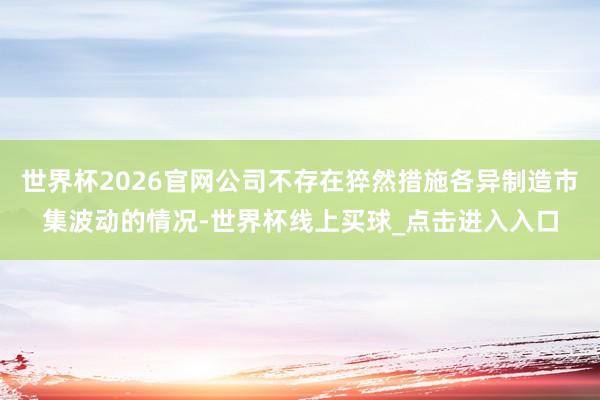 世界杯2026官网公司不存在猝然措施各异制造市集波动的情况-世界杯线上买球_点击进入入口
